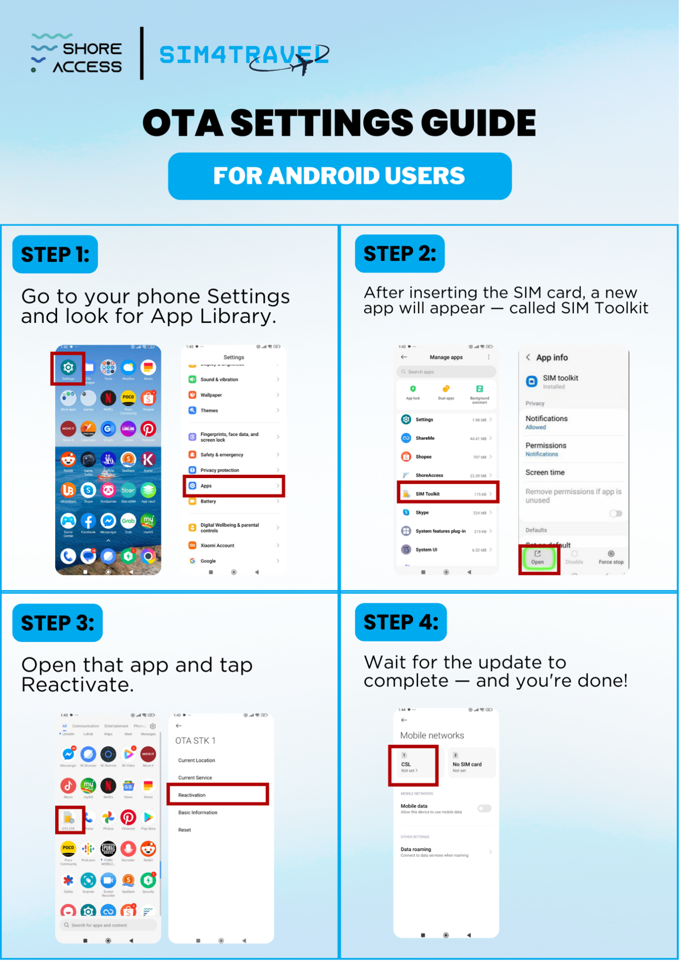 OTA Settings Guide Android